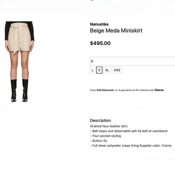 Nanushka beige Meda Vegan Leather Miniskirt Sz L New With Tags - Picture 11 of 11